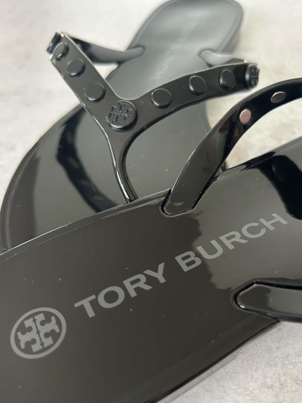 Tory Burch Studded Jelly Thong Sandals, Perfect Black 10 NWOB